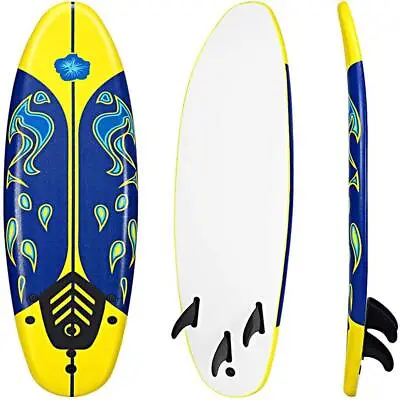 $119.76 • Buy 6' Surfboard Foamie Body Surfing Board W/3 Fins & Leash For Kids Adults Yellow