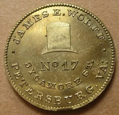 $199 • Buy Petersburg Merchant - VA 20 Very Nice UNC - James E. Wolff - Hats Caps & Furs