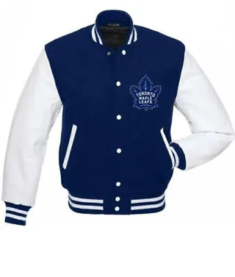 Letterman Toronto Maple Leaf's Varsity Jacket With Real Leather Sleeves • $129