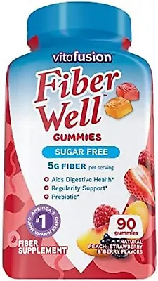 Vitafusion Fiber Well Sugar Free Fiber Supplement Gummies Fruit Flavored 90 Ct • $18.50