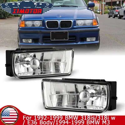 Fog Lights Fits 92-99 BMW E36 M3 3 Series Replace Bumper Lamps Clear Lens 1 Pair • $34.99