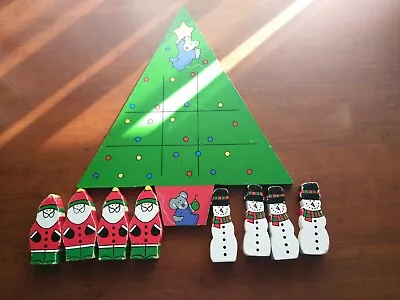 Vintage Wooden 1995 Holiday Workshop Christmas Tree Follies 9-piece TIC-TAC-TOE! • $5