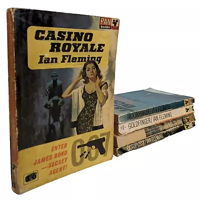 Vintage 5 X Ian Fleming James Bond PAN Paperback Books Bundle Lot 1950s/60s • $60