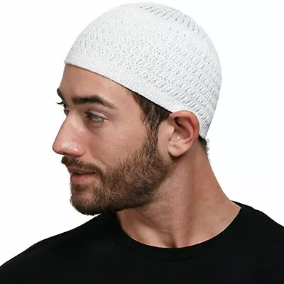 Islamic Muslim Cap Beanies Cap Mosque Hats Skull Cap Men Woman Knitted Hat • £5.23