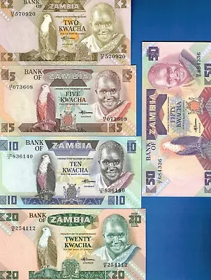$4.95 • Buy Zambia P-24 P-25 P-26 P-27 P-28 World Paper Money Uncirculated Banknotes SET-6