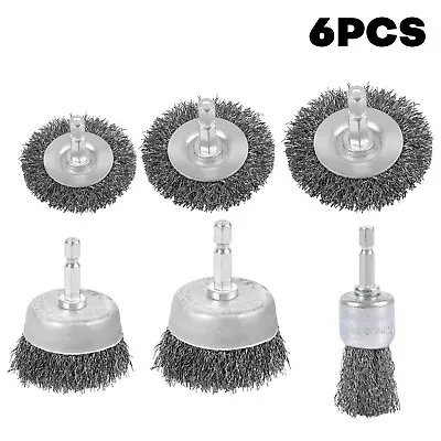 6Pcs Stainless Steel Wire Brush Wheel Cup Brush Set For Drill Kit & Rotary Tool  • $10.89