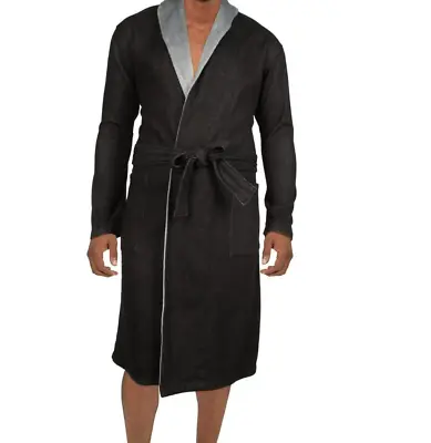 Nwot Mens Large/xl Black Heather Ugg Robinson Knit Fleece Robe 1096932 $148 • $67.96