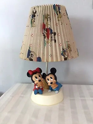 Vintage 1984 Walt Disney Baby Mickey Minnie Mouse Lamp & Shade W/Night Light • $25