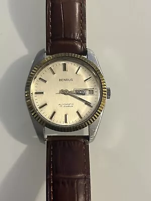 Vintage Benrus Automatic Self Winding Mens Watch 17 Jewels Day Date Display • $75