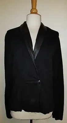 $250 • Buy Annette Gortz Germany Wool Blazer/Jacket Leather Trim, M