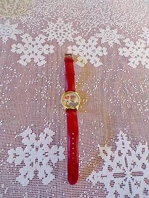 I Love Lucy Watch Red Band Goldtone Face Running Like New Condition • $19.50