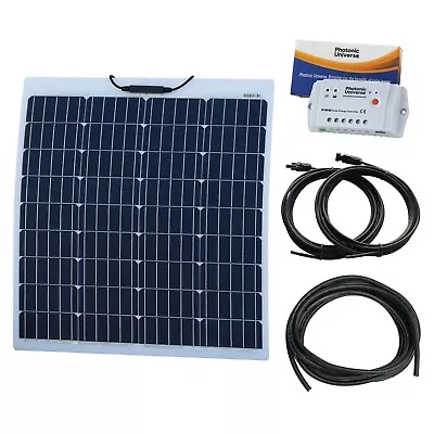 80W 12V Aluminium Reinforced Semi-Flexible Solar Kit For Motorhome Camper Boat • £239.99