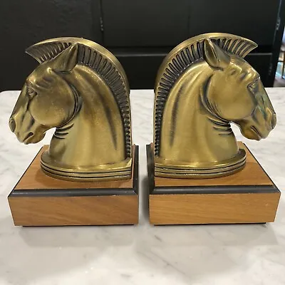 Vintage Bookends Horse Art Deco Brass Mid Century 7.25” Pair Books Office Desk • $60