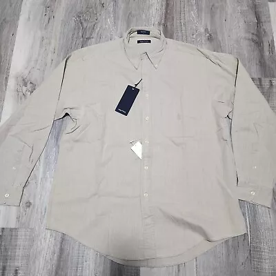 Nautica Mens L Long Sleeve Beige Brown Dress Shirt Collared W07755 NWT • $13.99