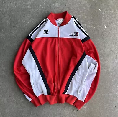 Vintage 80s Adidas Track Jacket USA Olympic Festival 1986 Red Zip Up Mens Size M • $44.99