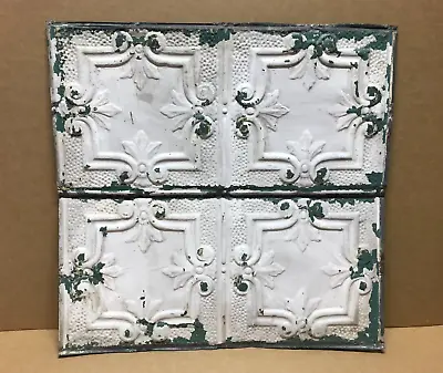 Antique Tin Ceiling 2' X 2' Shabby White Tile 24  SQ Chic Vintage Old 1556-23B • $39