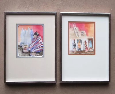 PAIR Of PAINTINGS NEW MEXICO PUEBLO NATIVE AMERICANS & POTTERY By O'CONNOR • $225