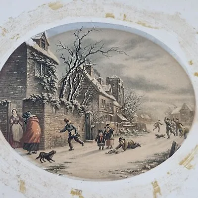 Antique Le Blond & Co Colour Print  Snowballing  Scene • £9.95