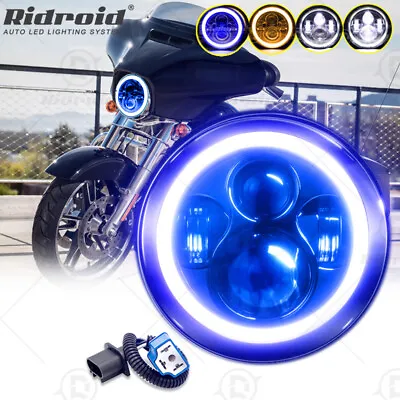 Blue Halo 7  Motorcycle LED Headlight For Harley Street Glide FLHX Special FLHXS • $30.99