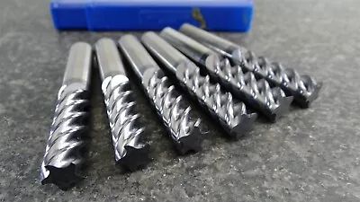 Lot Of 6 Nice! Prof. Regrind Solid Carbide 5 Flute Flat Bottom End Mills 7/16   • $22.50