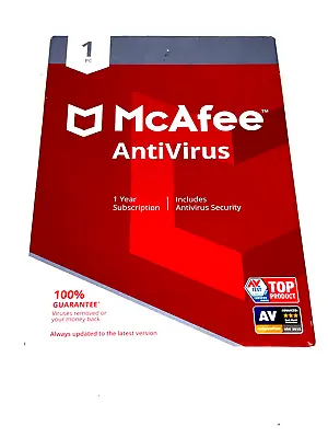 McAfee 2018 AntiVirus 1 PC 1 Year Always Updated To Latest Version NEW Sealed 9C • $6.40