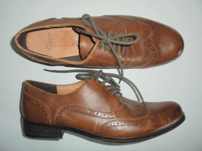 £24.99 • Buy Clarks Hamble Oak Womens Tan Brown Leather Brogues Flat Shoes Size 6.5 D New