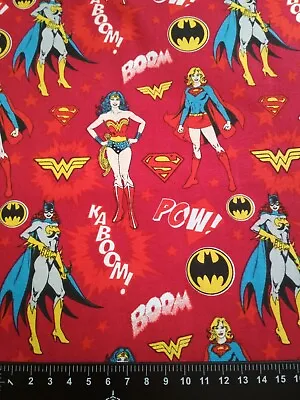 Superhero Cotton Fabric Red Justice League DC Comic Material Batwoman Superwoman • £5.81