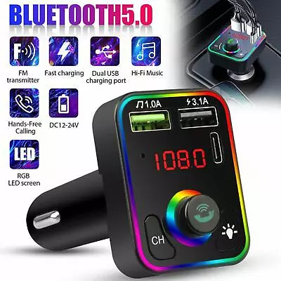 Fast Car Charger USB Cigarette Lighter Socket 2-Port Adapter Bluetooth FM MP3 • $3.77