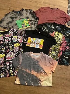 6x Mens Teenagers T-shirts Multicoloured Superdry Mtv Rick Morty Fits Size M • £15