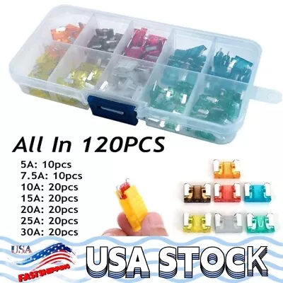 120PCS Assortment Micro Low Profile Mini Blade Fuse 5A/7.5A/10A/15A/20A/25A/30A • $8.54