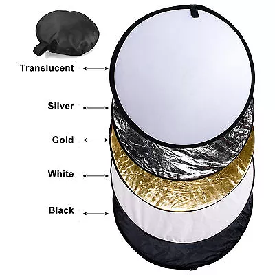 5in1 43  Inch Light Multi Collapsible Disc Panel Reflector For Photography 110cm • $22.95