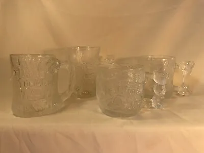 Complete Set Of 1994 Flintstones Clear Glass Bedrock Mugs From Mcdonald's • $19.99