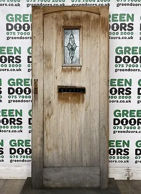 Wooden Front Door Oak Veneer Leaded Glass Timber External Exterior Used Wood • £462.45