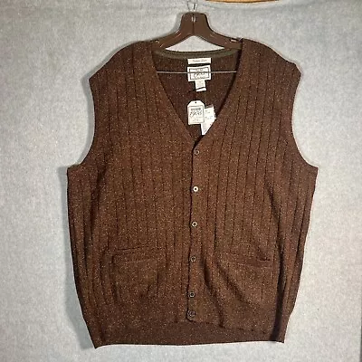 Jos A Bank Sweater Vest XXL Merino Wool Italian Yarn Button Front Grandpa Preppy • $32.94