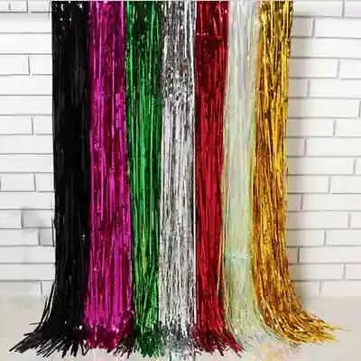£2.09 • Buy 2M-3M Foil Fringe Tinsel Shimmer Curtain Door Wedding Birthday Party DECORATIONS