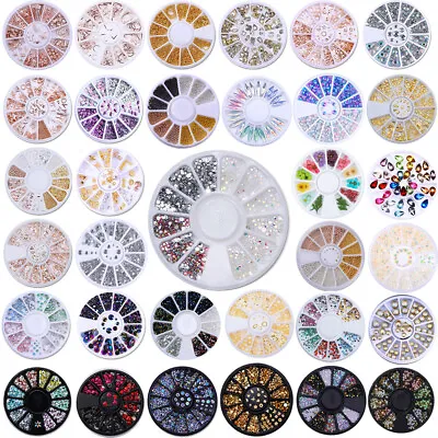 3D Nail Tips Studs Gem DIY Crystal Glitter Rhinestone DIY Decoration Wheel • $1.29