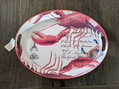 MICHEL DESIGN WORKS - Lobster - Decoupage Large Metal Tray With Handles • $49.99