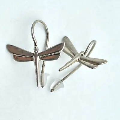 Hallmarked 925 Sue B Sterling Silver Dainty Hook Style Dragonfly Earring 1.4g • $17.49