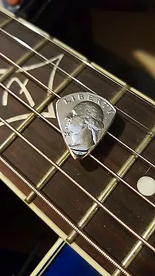 Hand Cut Guitar Pick Coin Cut From A Usa Quarter 25 Cent Coin • $16.95