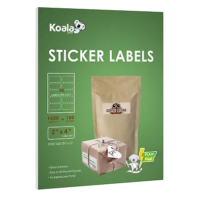 1000 Koala Shipping Address Labels 2 X4   10 Per Sheet For Laser Inkjet Printers • $14.99