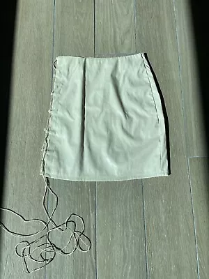 Pretty Little Thing Latex Type Lace Up Mini Skirt Cream Shiny Club Skirt • $2