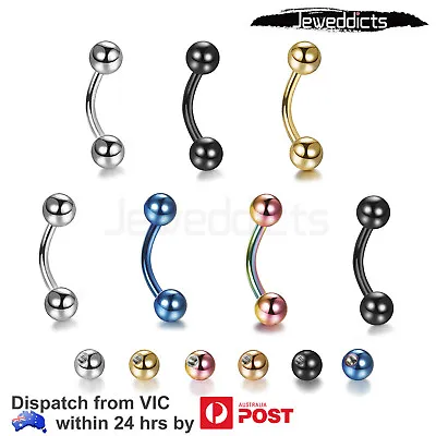 $3.99 • Buy 2-10PCS Curved Piercing Bar Ring Surgical Steel Screw Eyebrow Lip Ear Helix Nose