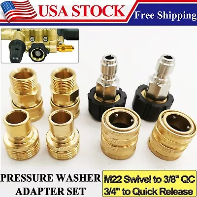 8 PCS Pressure Washer Adapter Garden Hose Quick Connect Fittings M22 To 3/8  Kit • $24.99
