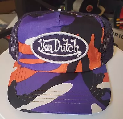 Von Dutch Colorful Camouflage Trucker Hat Vintage • $21.85