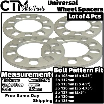 4x 8mm(5/16 ) Thick 5x4.25 (5x108) Universal Wheel Spacer | Ford Lincoln Jaguar • $22.99