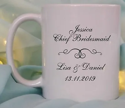 Personalised Bridesmaid Father Wedding Mug Usher Thank You Favour Keepsake Gift • £10.95