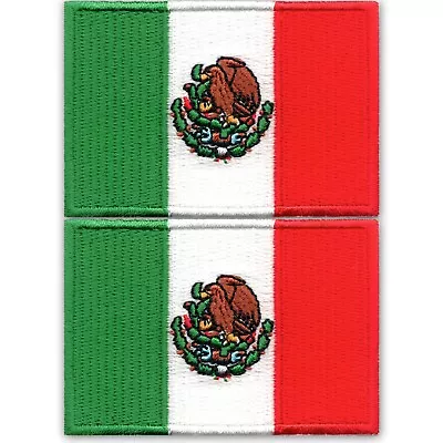 Mexican Flag Patches (2-Pack) Mexico Flag Embroidered Iron On Patch Appliques • $9.19