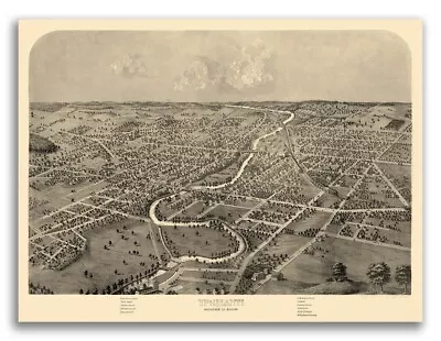 Ypsilanti Michigan 1868 Historic Panoramic Town Map - 24x32 • $23.95