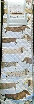 3 Pc. Full & Queen Dachshund Sausage Dog Blanket Quilt Bedspread Pillow Shams • $97.88