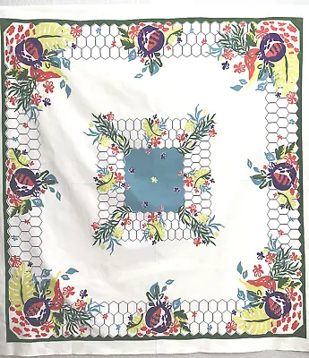 Vintage California Hand Prints Coronado Cloth Tablecloth • $125